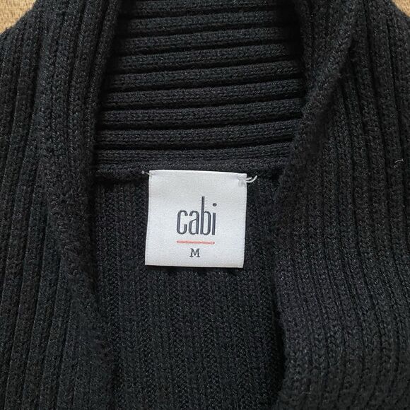 Cabi M Black Sweetheart Open Waterfall Cardigan Long Rib Knit Sweater Witchy - Picture 7 of 16